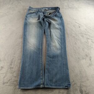 Vintage Y2K Guess Falcon Jeans 32x32 Blue Light Wash Distressed Bootcut Button